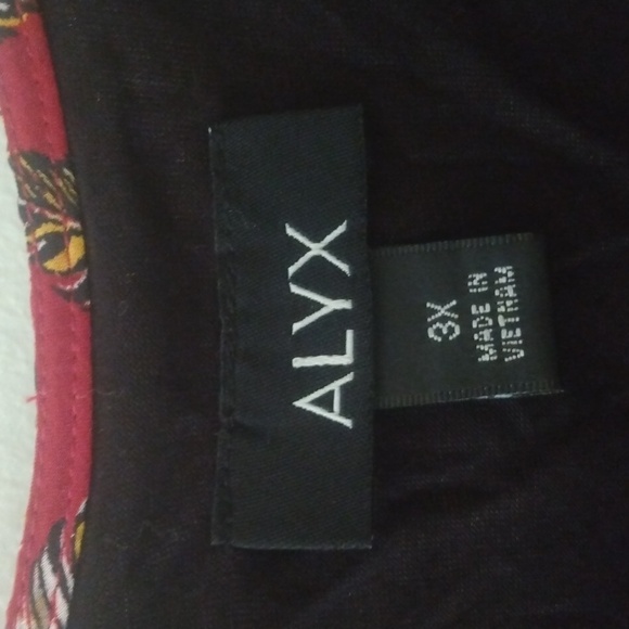 ALYX maroon top. Has black, yellow and white feather design. - Picture 3 of 4